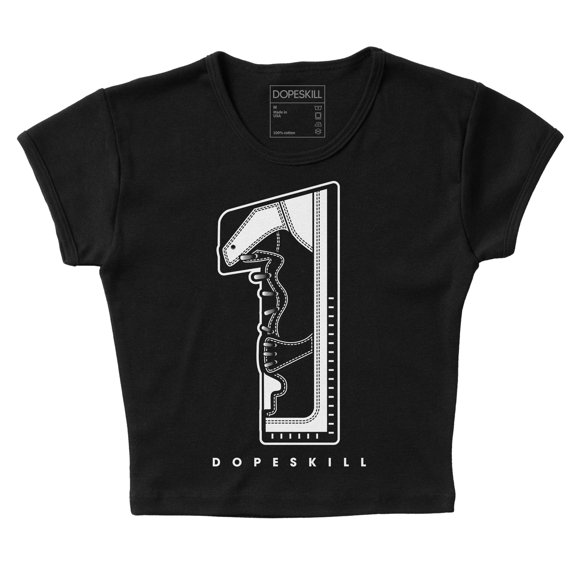 Jordan 1 High OG “Black/White” DopeSkill Women's Crop Top No.1 Graphic Streetwear - Black