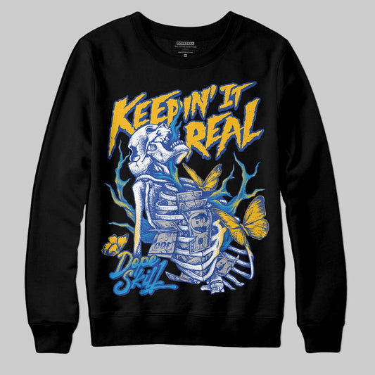 Royal Blue Sneakers DopeSkill Sweatshirt Keepin' It Real Graphic Streetwear - Black