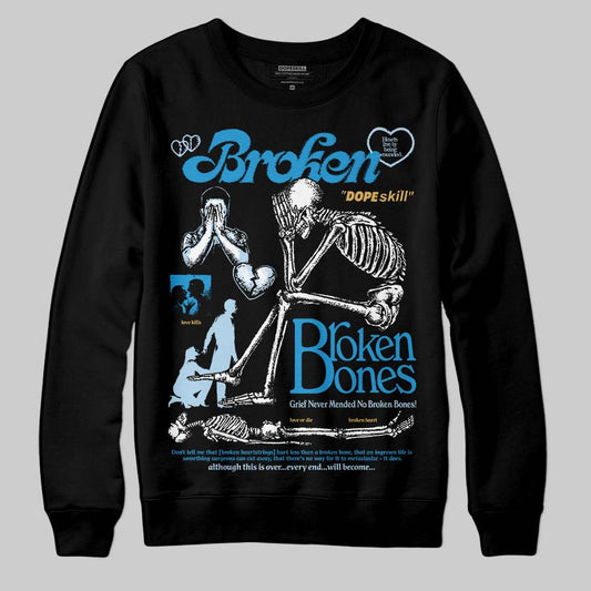 Jordan 4 Denim “Worn Blue” DopeSkill Sweatshirt Broken Bones Graphic Streetwear - Black