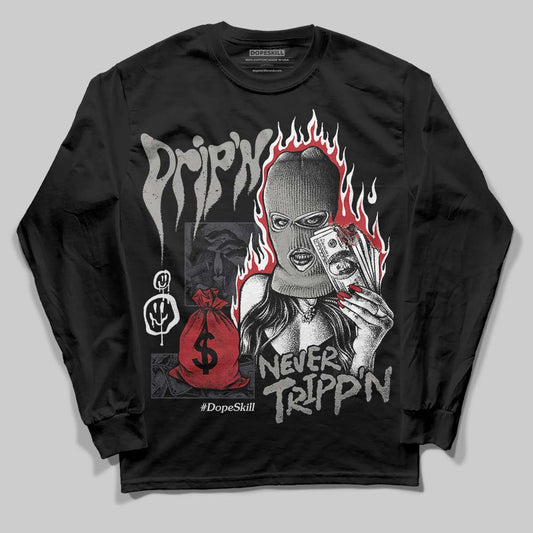 Jordan 3 Retro Black Cat DopeSkill Long Sleeve T-Shirt Drip'n Never Tripp'n Graphic Streetwear - Black