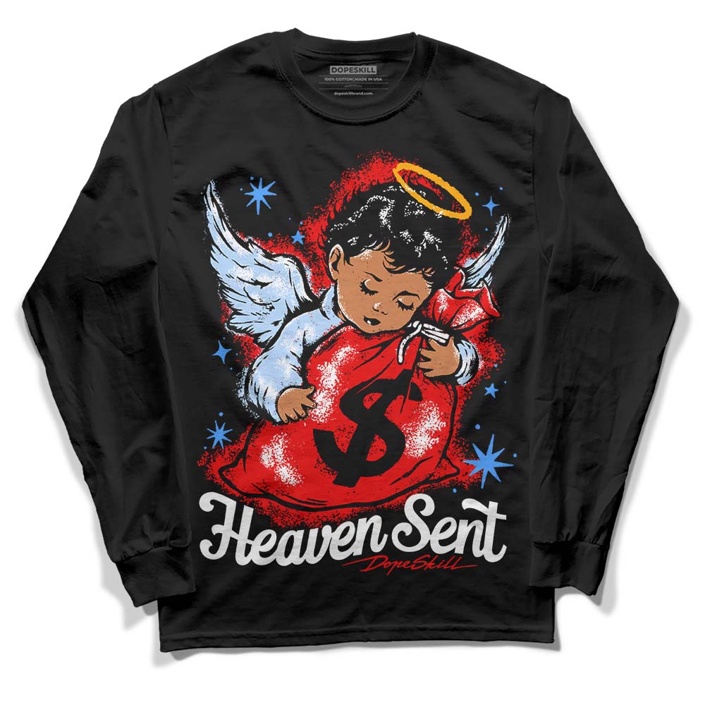 Jordan 11 Retro Cherry DopeSkill Long Sleeve T-Shirt Heaven Sent Graphic Streetwear - Black