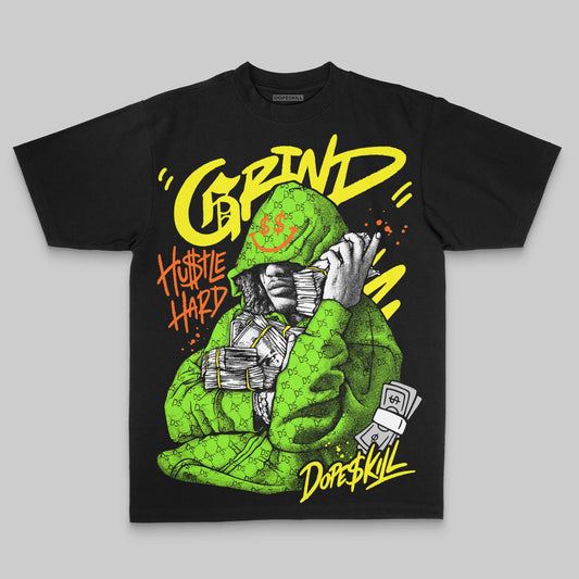 Neon Green Oversize Print Grind Pray DopeSkill Graphic Premium T-shirt Streetwear - Black