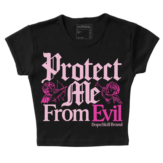 Pink Sneakers DopeSkill Women's Crop Top Protect Me From Evil Graphic Streetwear - Black