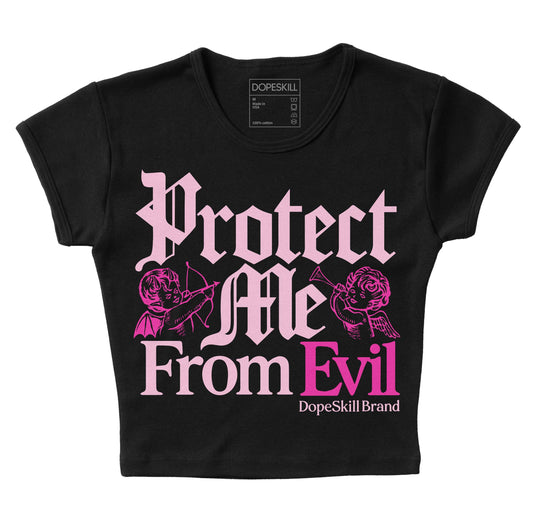 Pink Sneakers DopeSkill Women's Crop Top Protect Me From Evil Graphic Streetwear - Black