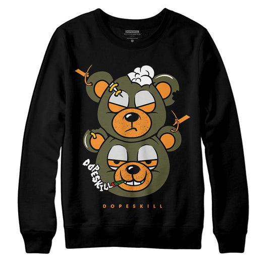 Jordan 5 “Olive” DopeSkill Sweatshirt New Double Bear Graphic Streetwear - Black 