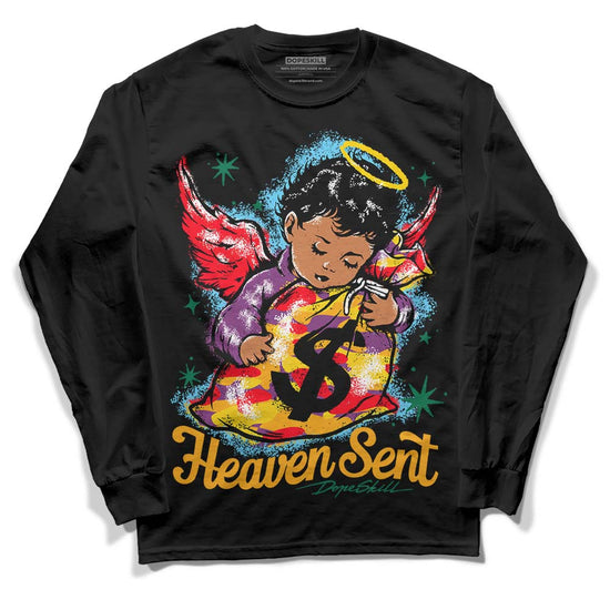 Jordan 1 Mid GS 'Six Championships DopeSkill Long Sleeve T-Shirt Heaven Sent Graphic Streetwear - Black