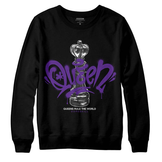 Jordan 13 Court Purple DopeSkill Sweatshirt Queen Chess Graphic Streetwear - Black