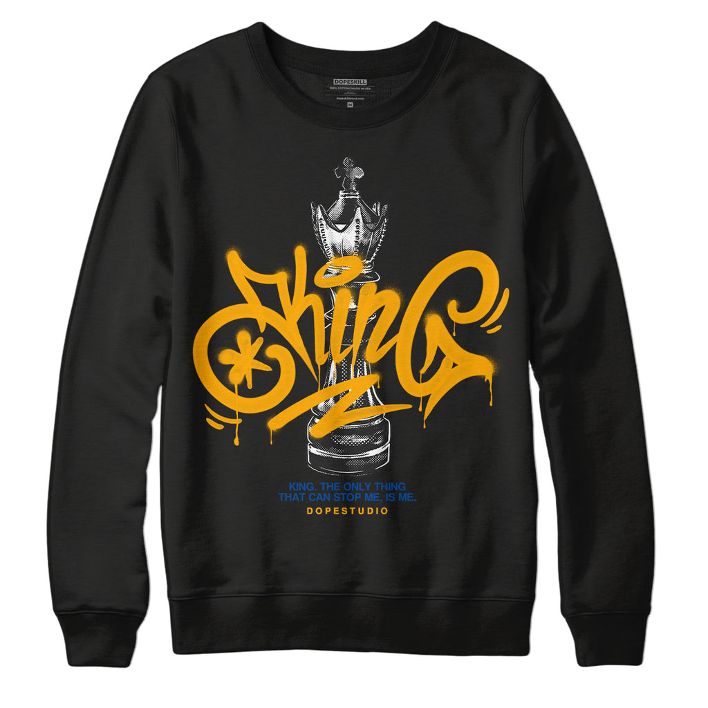 Dunk Blue Jay and University Gold DopeSkill Sweatshirt King Chess Graphic Streetwear - Black