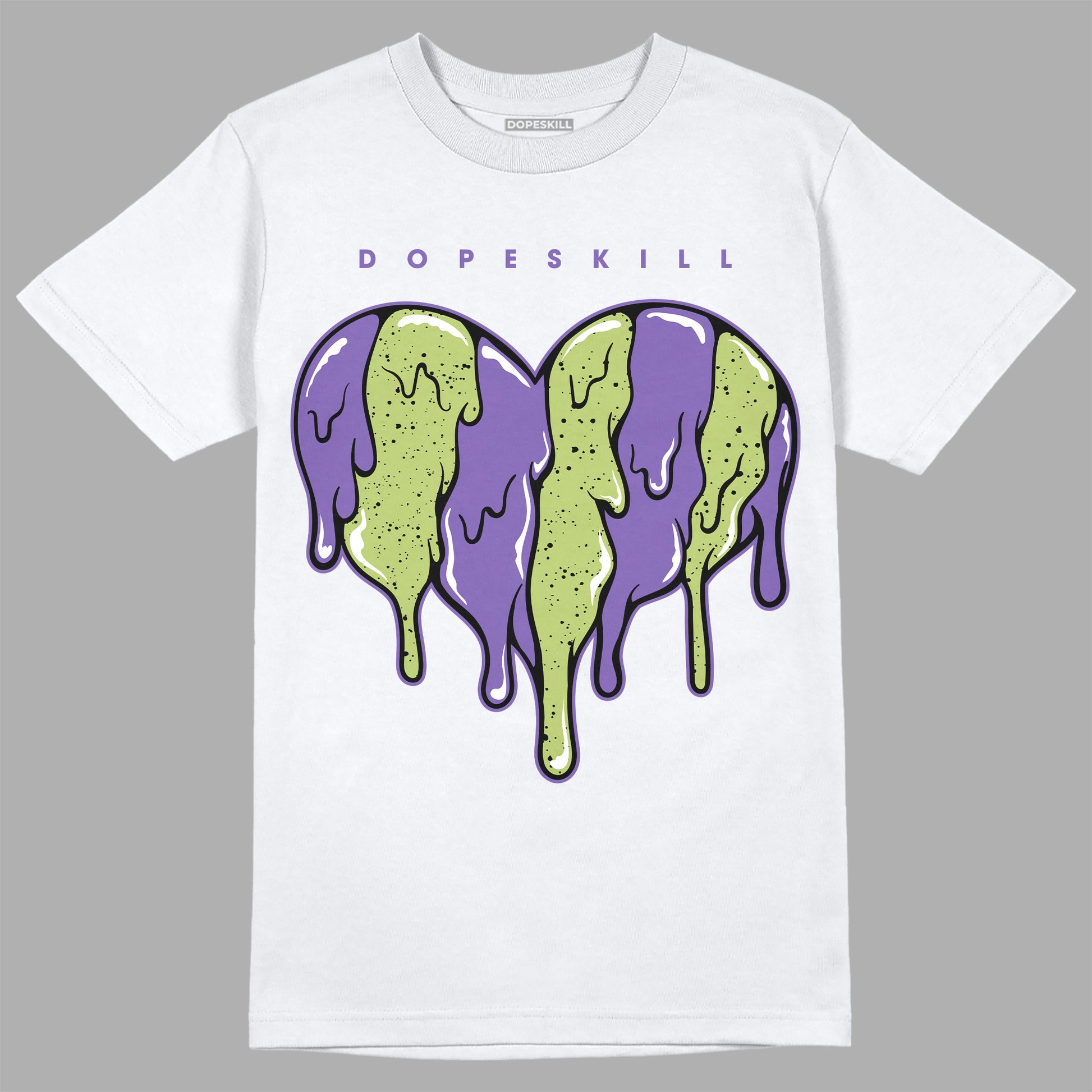 Jordan 4 Canyon Purple DopeSkill T-Shirt Slime Drip Heart Graphic Streetwear - White 