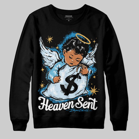 Jordan 4 Denim “Worn Blue” DopeSkill Sweatshirt Heaven Sent Graphic Streetwear - Black