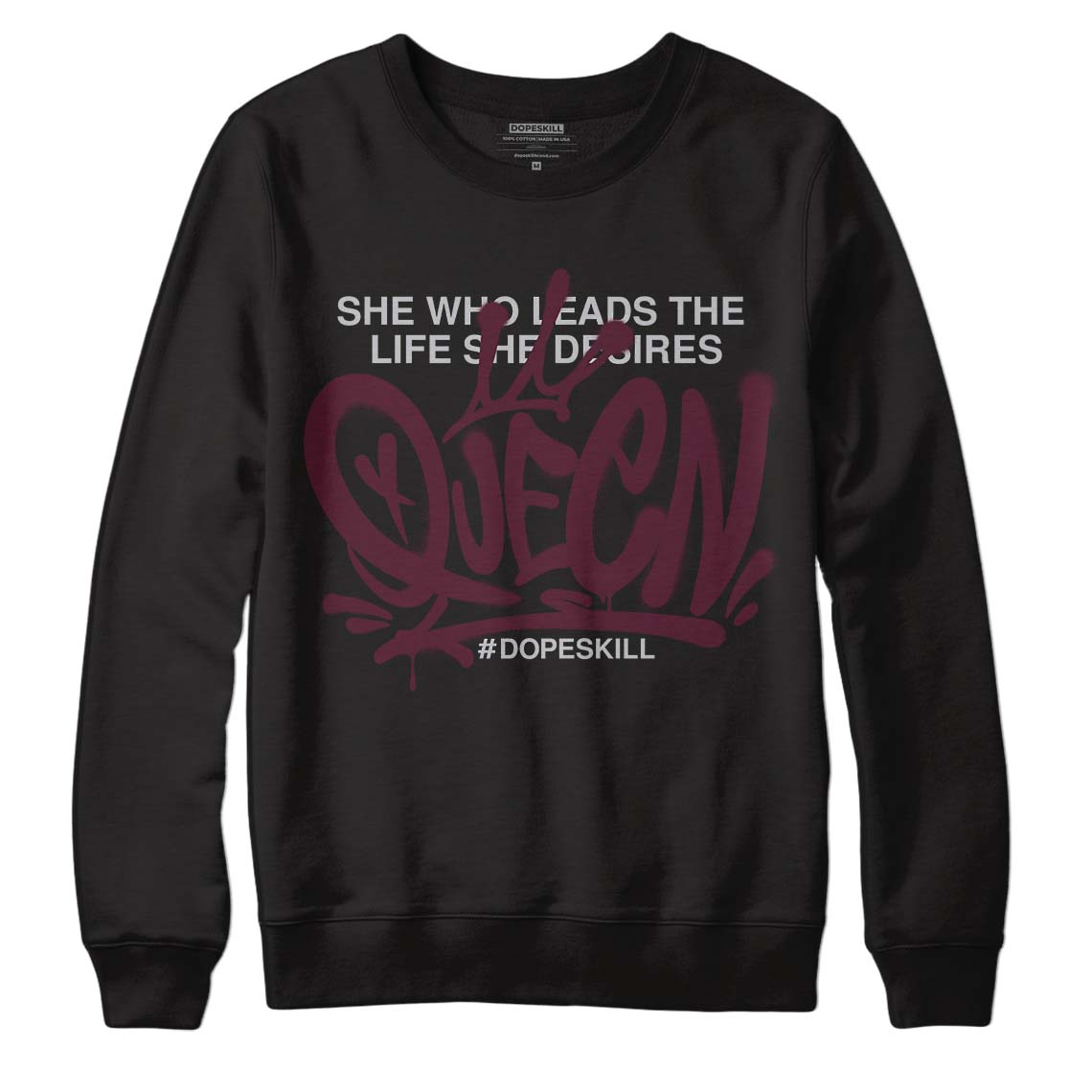 Jordan 5 Retro Burgundy (2023) DopeSkill Sweatshirt Queen Graphic Streetwear - Black