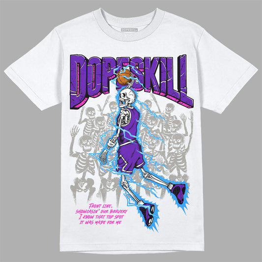 Jordan 13 Court Purple DopeSkill T-Shirt Thunder Dunk Graphic Streetwear - White 