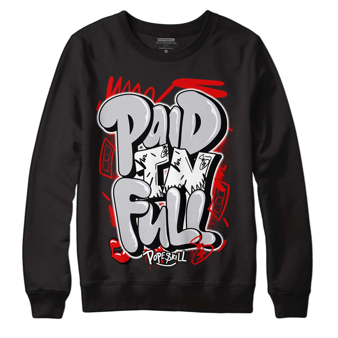 Jordan 2 Retro "Black Cement" DopeSkill Sweatshirt New Paid In Full Graphic Streetwear - Black