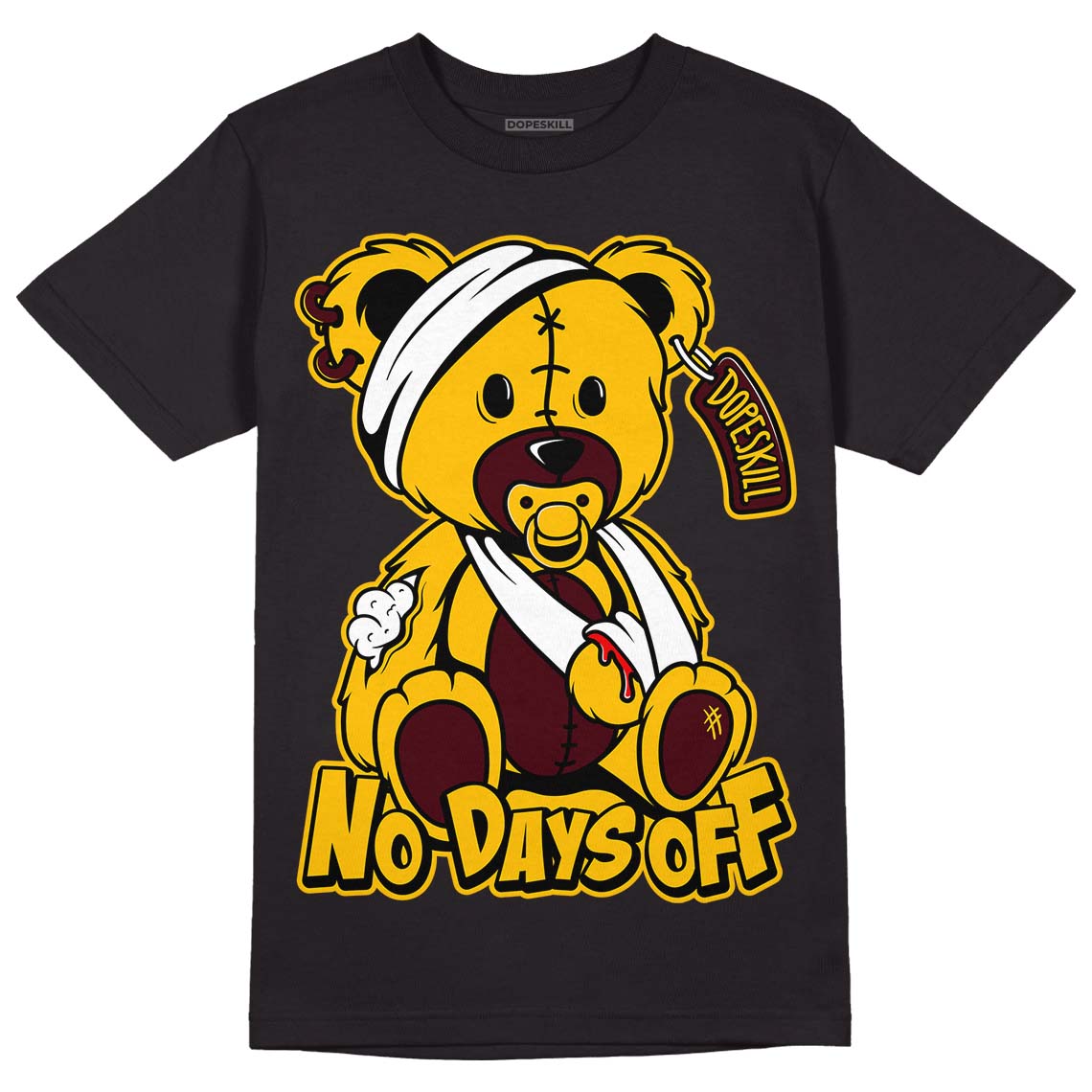 Dunk Yellow Bordeaux DopeSkill T-Shirt Hurt Bear Graphic Streetwear - Black