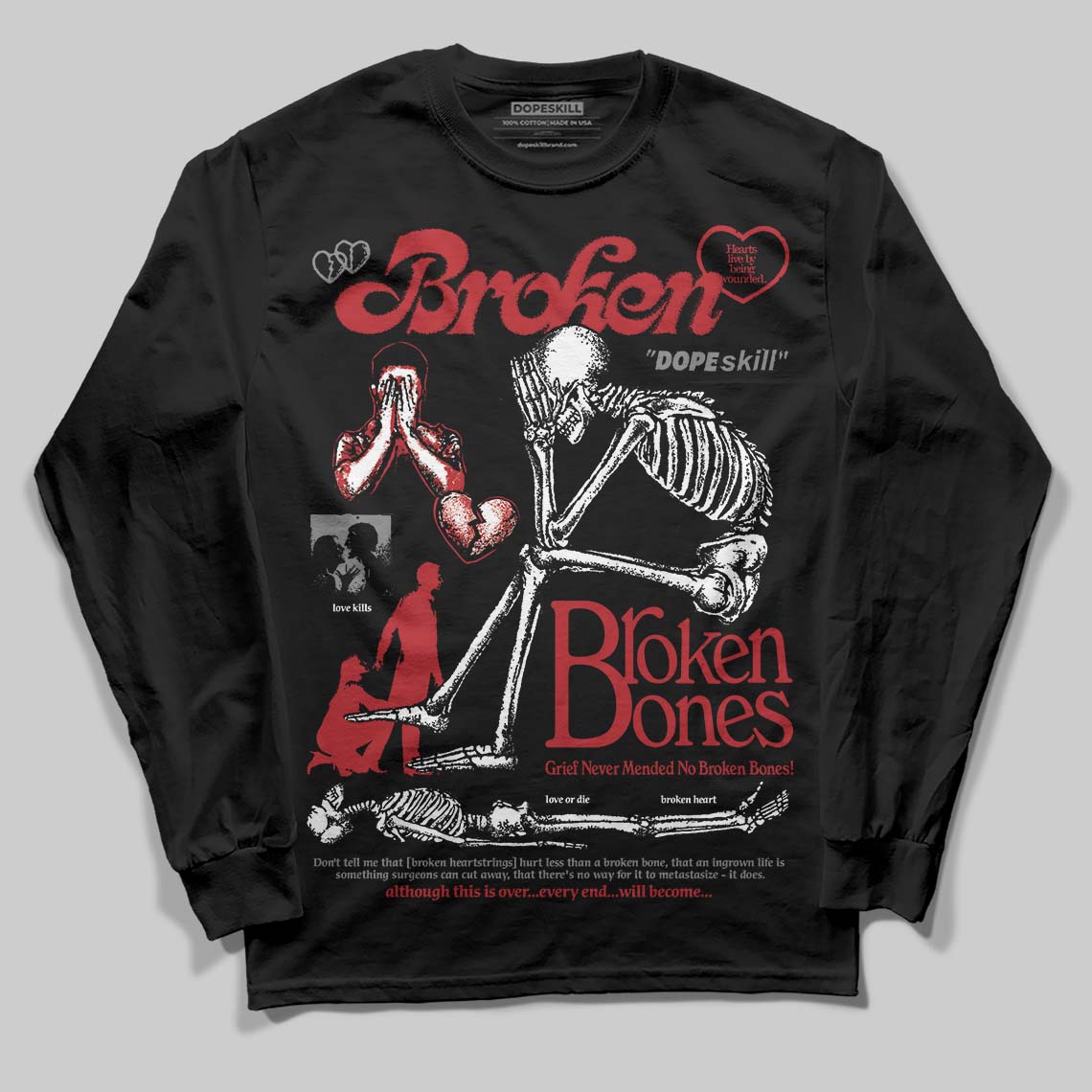 Jordan 8 Retro Bugs Bunny (2025) DopeSkill Long Sleeve T-Shirt Broken Bones Graphic Streetwear - Black