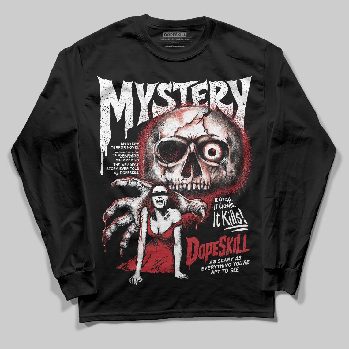 Jordan 1 Low OG "Chicago" DopeSkill Long Sleeve T-Shirt Mystery Ghostly Grasp Graphic Streetwear - Black