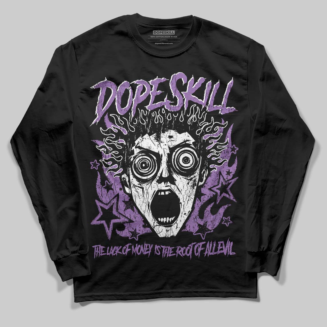 PURPLE Sneakers DopeSkill Long Sleeve T-Shirt Root of Evil Graphic Streetwear - Black