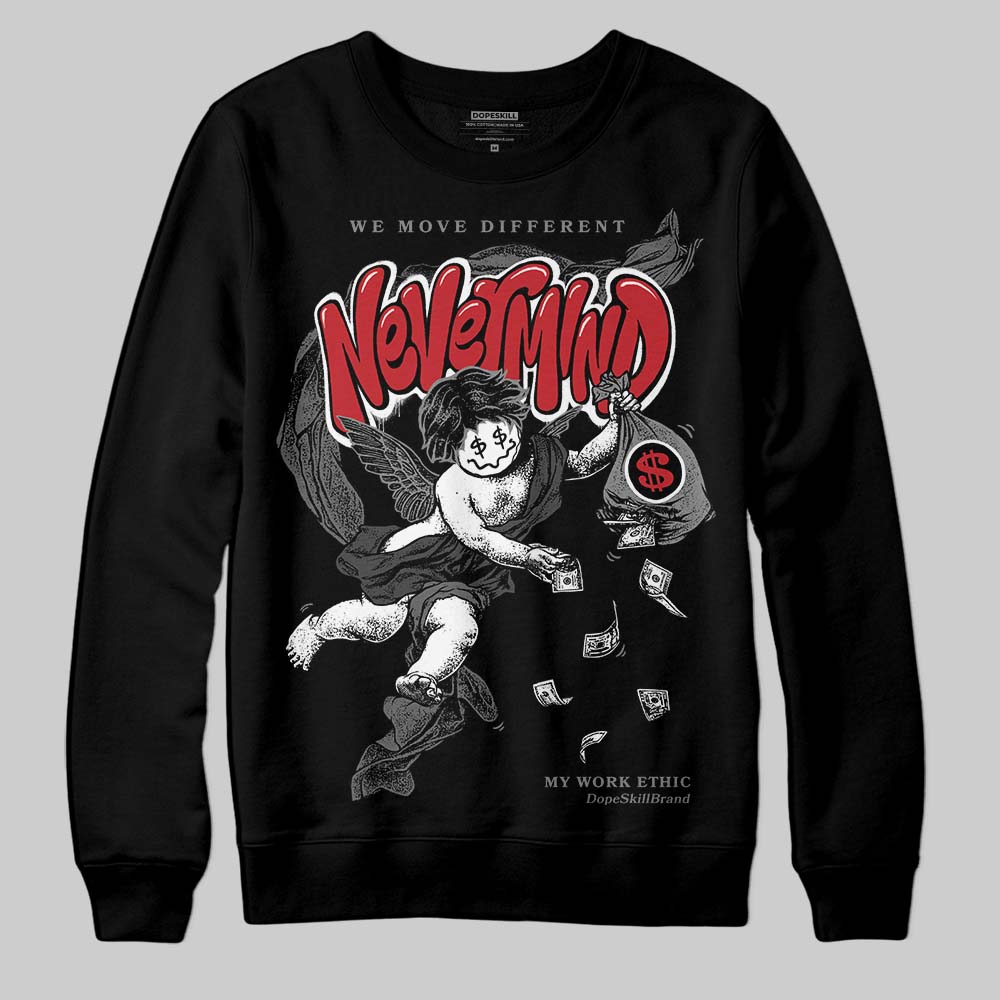 Jordan 4 “Black Cat” (2025) DopeSkill Sweatshirt Nevermind Graphic Streetwear - Black