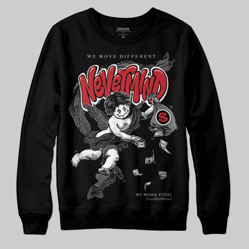 Jordan 4 “Black Cat” (2025) DopeSkill Sweatshirt Nevermind Graphic Streetwear - Black