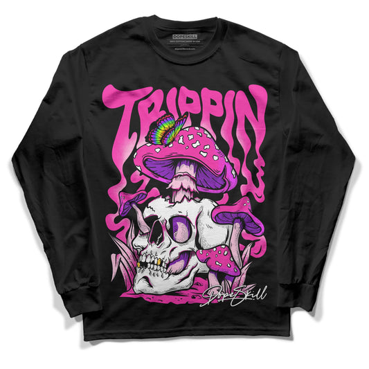 Pink Sneakers DopeSkill Long Sleeve T-Shirt Trippin Graphic Streetwear - Black