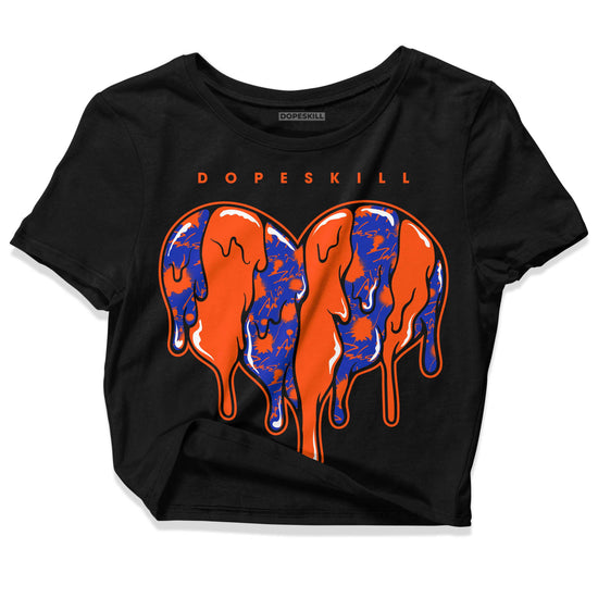 Dunk Low Futura Orange Blaze DopeSkill Women's Crop Top Slime Drip Heart Graphic Streetwear - Black