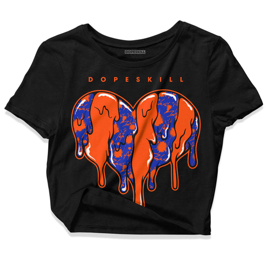 Dunk Low Futura Orange Blaze DopeSkill Women's Crop Top Slime Drip Heart Graphic Streetwear - Black