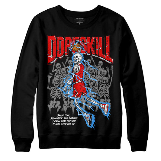 Jordan 4 Retro Red Cement DopeSkill Sweatshirt Thunder Dunk Graphic Streetwear - Black 