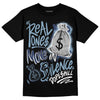 Jordan 1 Mid Diffused Blue DopeSkill T-Shirt Real Ones Move In Silence Graphic Streetwear - Black