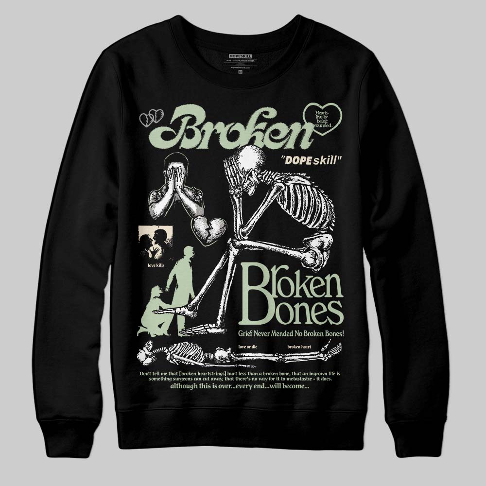 Jordan 4 WMNS “Seafoam” (2025) DopeSkill Sweatshirt Broken Bones Graphic Streetwear - Black