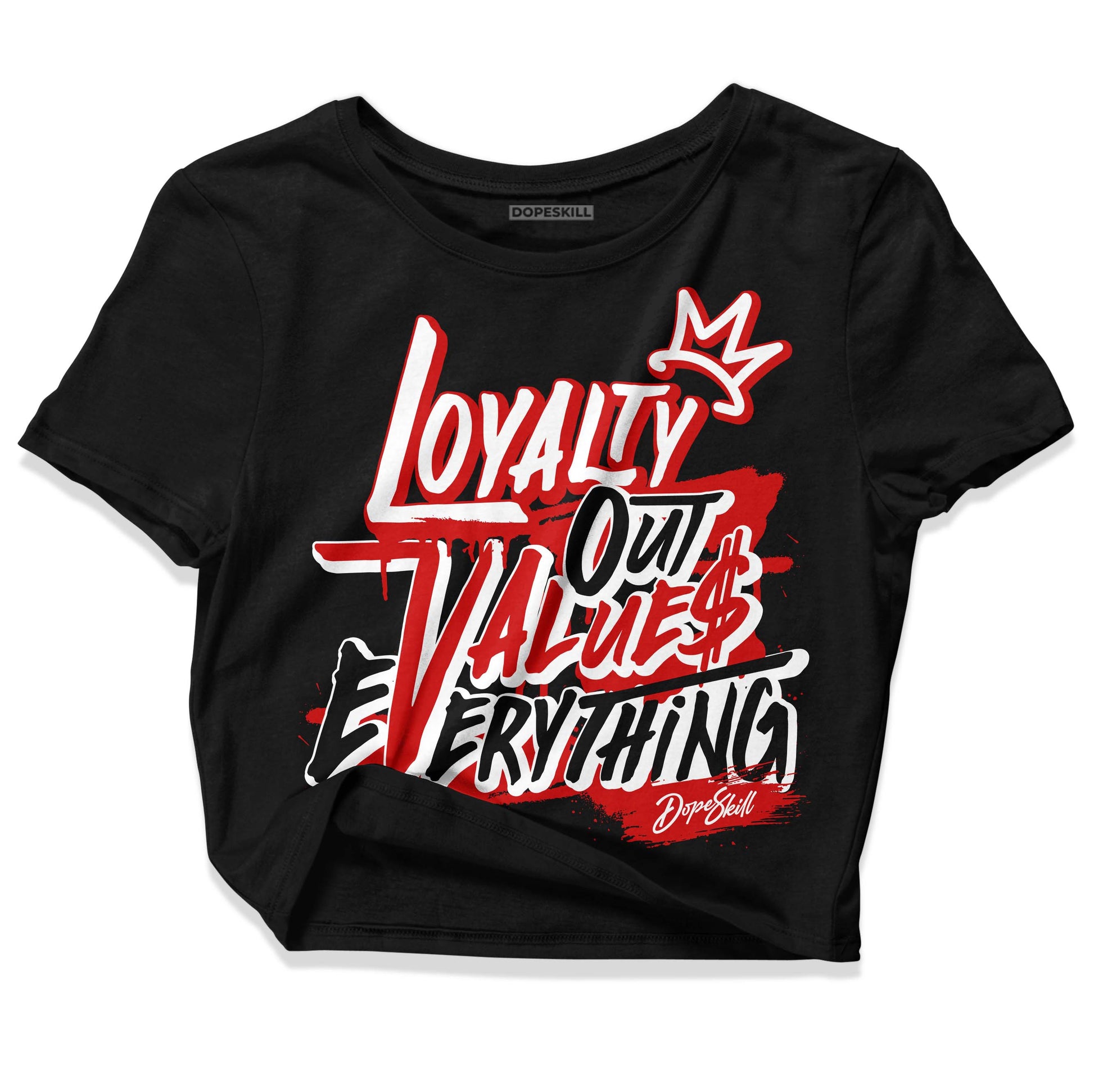 Jordan 1 Retro Low "Black Toe" DopeSkill Women's Crop Top LOVE Graphic Streetwear - Black