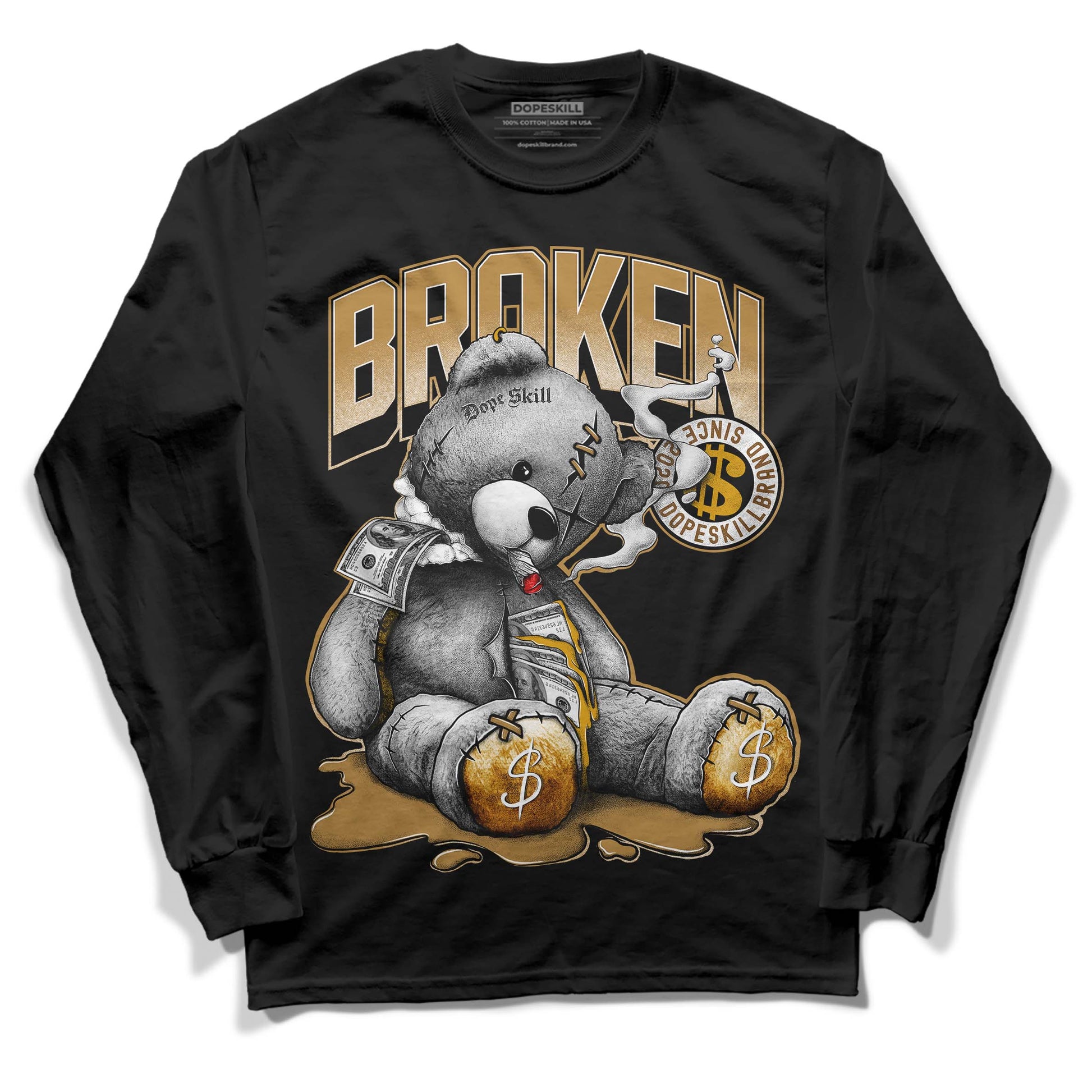 Jordan 13 Wheat 2023 DopeSkill Long Sleeve T-Shirt Sick Bear Graphic Streetwear - Black