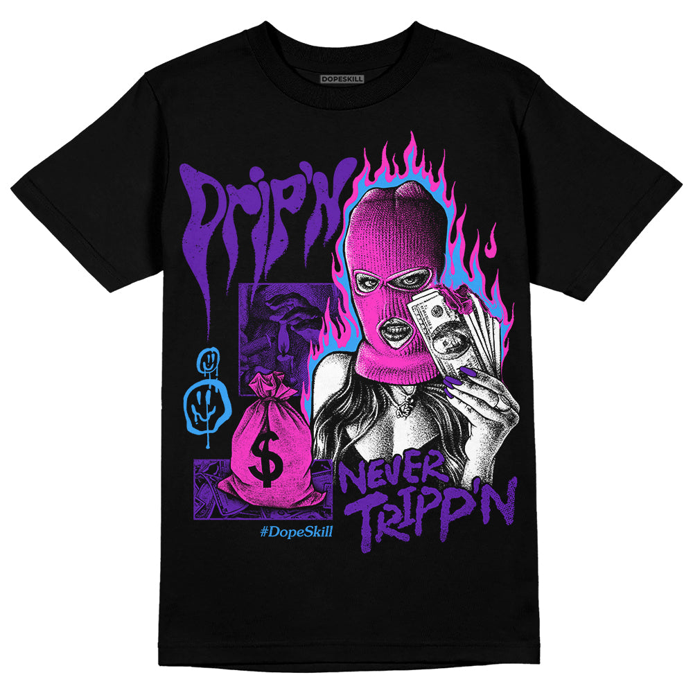 Dunk Low Championship Court Purple DopeSkill T-Shirt Drip'n Never Tripp'n Graphic Streetwear - Black