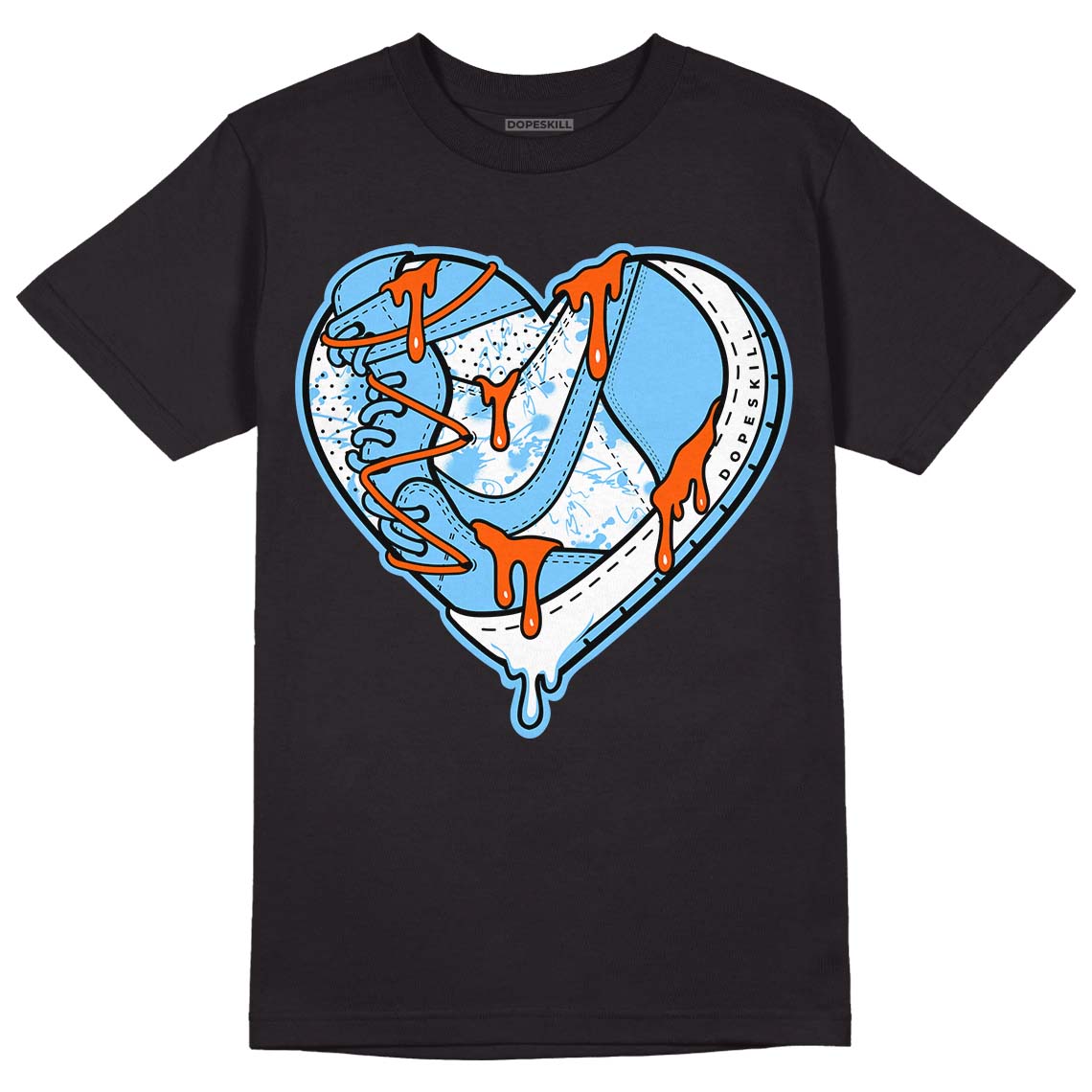 Dunk Low Futura University Blue DopeSkill T-Shirt Heart Jordan 1 Graphic Streetwear - Black