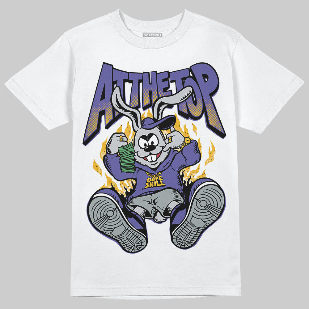 Jordan 4 Retro Lakers DopeSkill T-Shirt At The Top Graphic Streetwear - White 