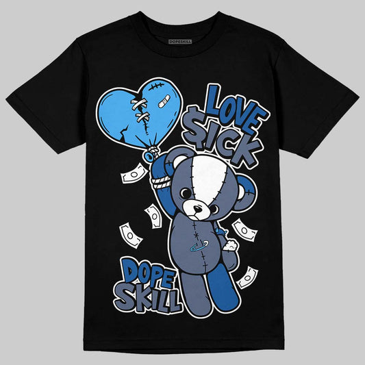 Jordan 11 Retro Low Diffused Blue DopeSkill T-Shirt Love Sick Graphic Streetwear - Black