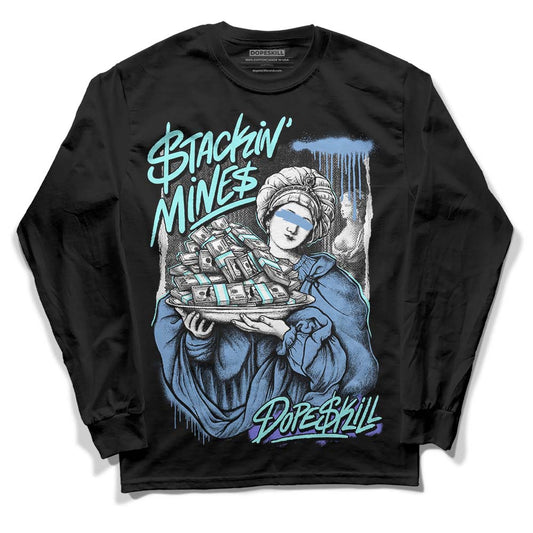 University Blue Sneakers DopeSkill Long Sleeve T-Shirt Stackin Mines Graphic Streetwear - Black