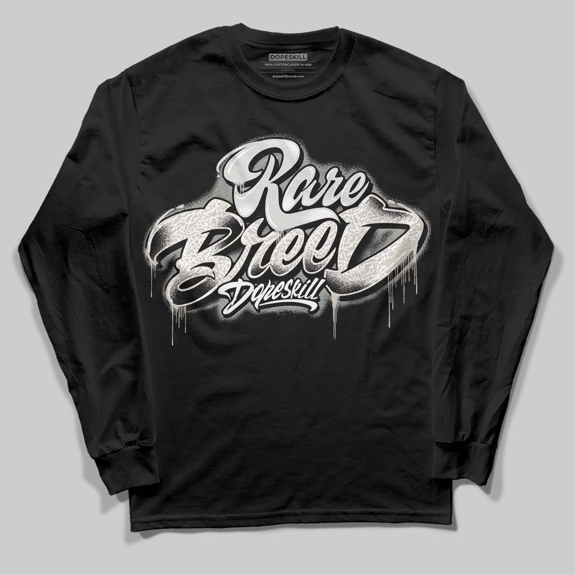 Jordan 3 Retro Pure Money DopeSkill Long Sleeve T-Shirt Rare Breed Type Graphic Streetwear - Black