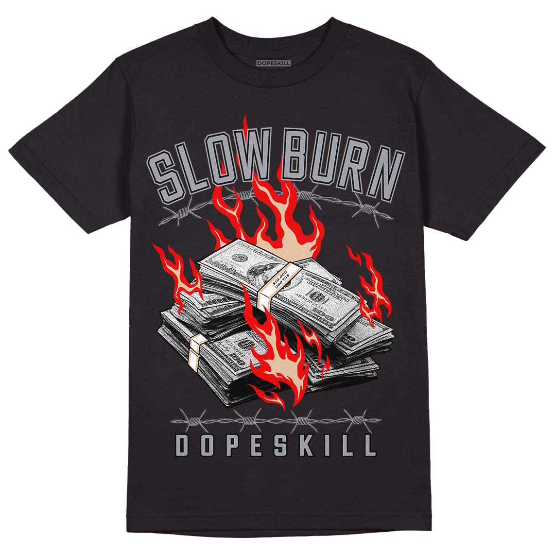 Jordan 4 Retro Frozen Moments DopeSkill T-Shirt Slow Burn Graphic Streetwear - Black 