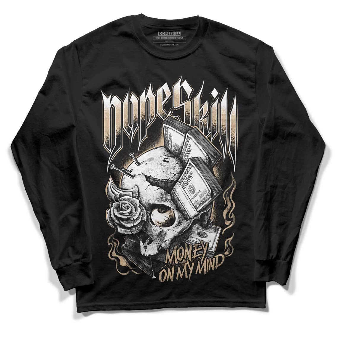 TAN Sneakers DopeSkill Long Sleeve T-Shirt Money On My Mind Graphic Streetwear - Black