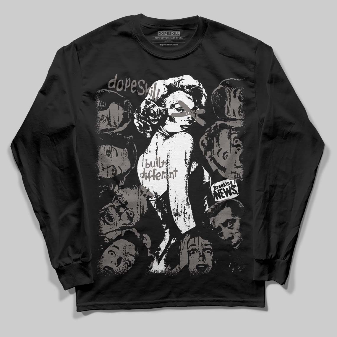 Jordan 4 Retro Cave Stone DopeSkill Long Sleeve T-Shirt Built Different Graphic Streetwear - Black