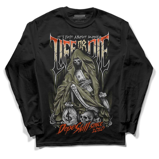 Olive Sneakers DopeSkill Long Sleeve T-Shirt Life or Die Graphic Streetwear - Black