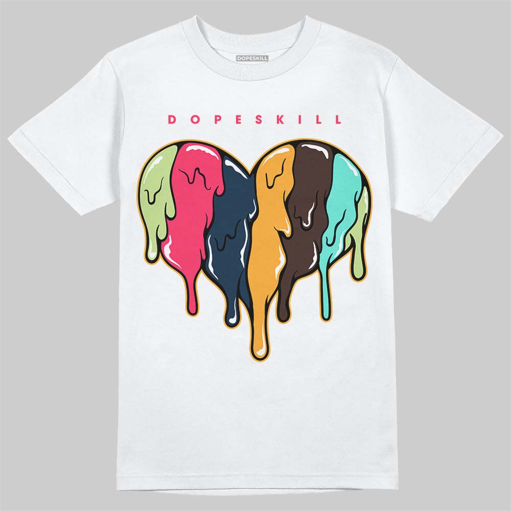 Jordan 1 Low Flyease Bio Hack DopeSkill T-Shirt Slime Drip Heart Graphic Streetwear - White