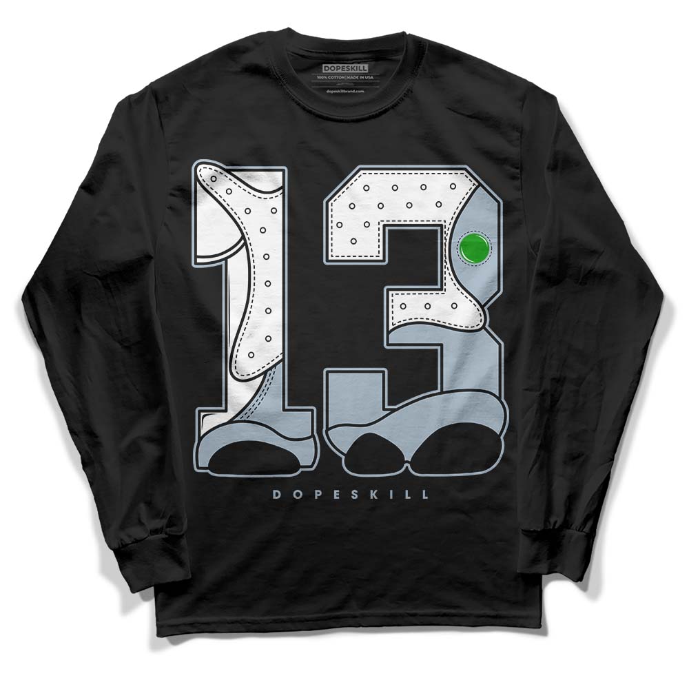 Jordan 13 “Blue Grey” DopeSkill Long Sleeve T-Shirt No.13 Graphic Streetwear  - Black