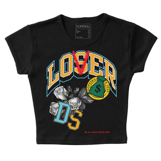 Jordan 1 Mid GS 'Six Championships' DopeSkill Women's Crop Top Loser Lover Graphic Streetwear - Black