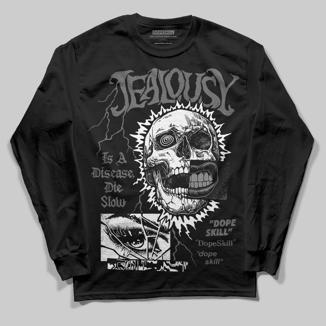 Jordan 4 “Black Cat” (2025) DopeSkill Long Sleeve T-Shirt Jealousy Graphic Streetwear - Black