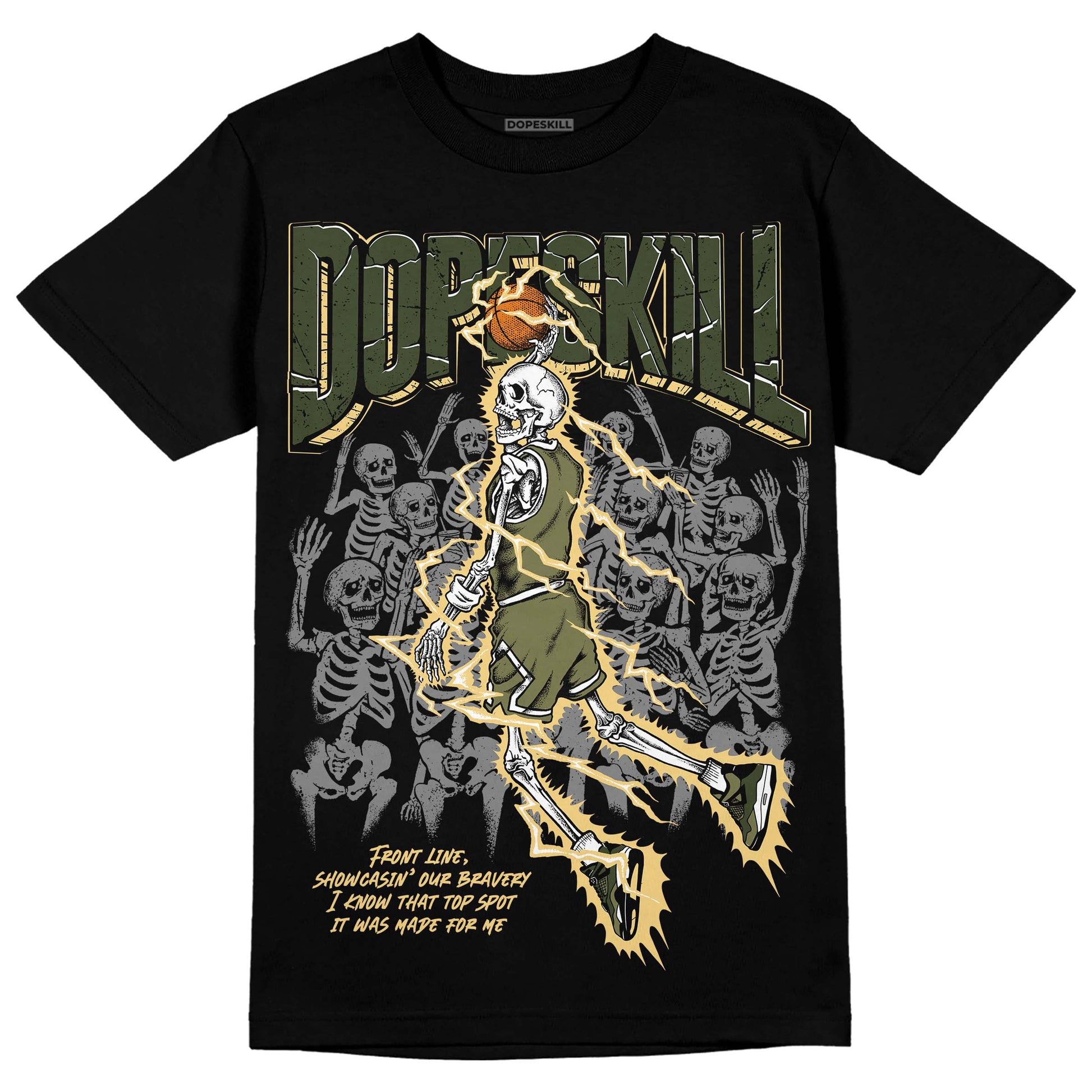 Jordan 4 Retro SE Craft Medium Olive DopeSkill T-Shirt Thunder Dunk Graphic Streetwear - Black 