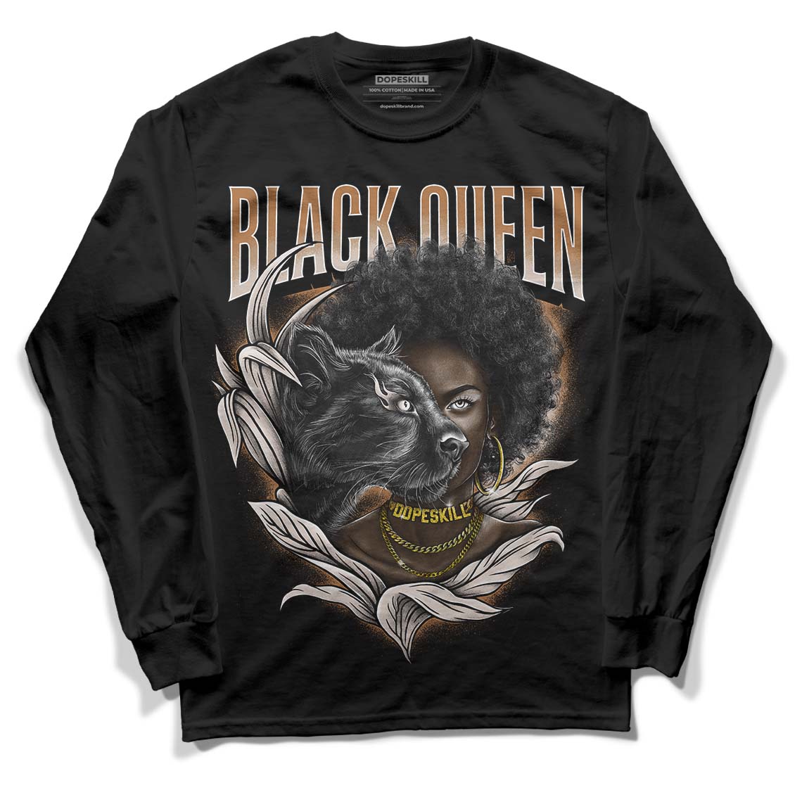 Jordan 3 Retro Palomino DopeSkill Long Sleeve T-Shirt New Black Queen Graphic Streetwear - Black