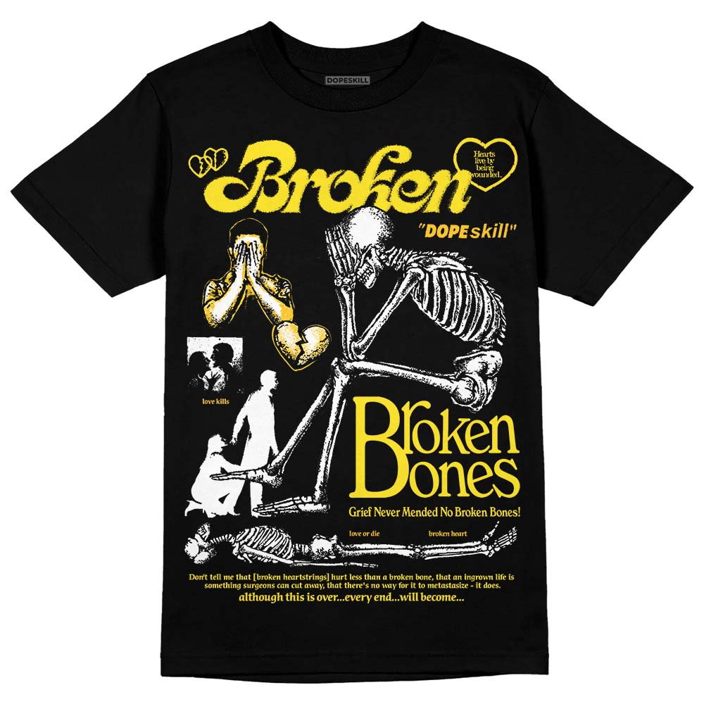 Jordan 4 Retro “Vivid Sulfur” DopeSkill T-Shirt Broken Bones Graphic Streetwear - Black