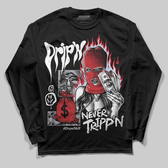 Jordan 5 Retro OG Black Metallic Reimagined DopeSkill Long Sleeve T-Shirt Drip'n Never Tripp'n Graphic Streetwear - Black