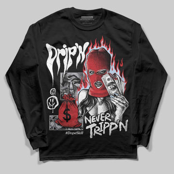 Jordan 5 Retro OG Black Metallic Reimagined DopeSkill Long Sleeve T-Shirt Drip'n Never Tripp'n Graphic Streetwear - Black